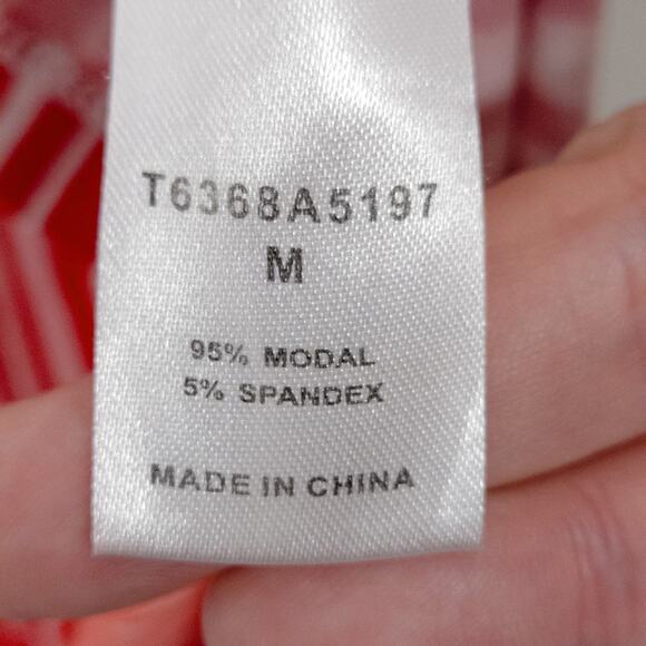 Tart Women’s Top Coral Bold Print Stripe Modal Blend Flowy Draped Minimalist M - Picture 9 of 10